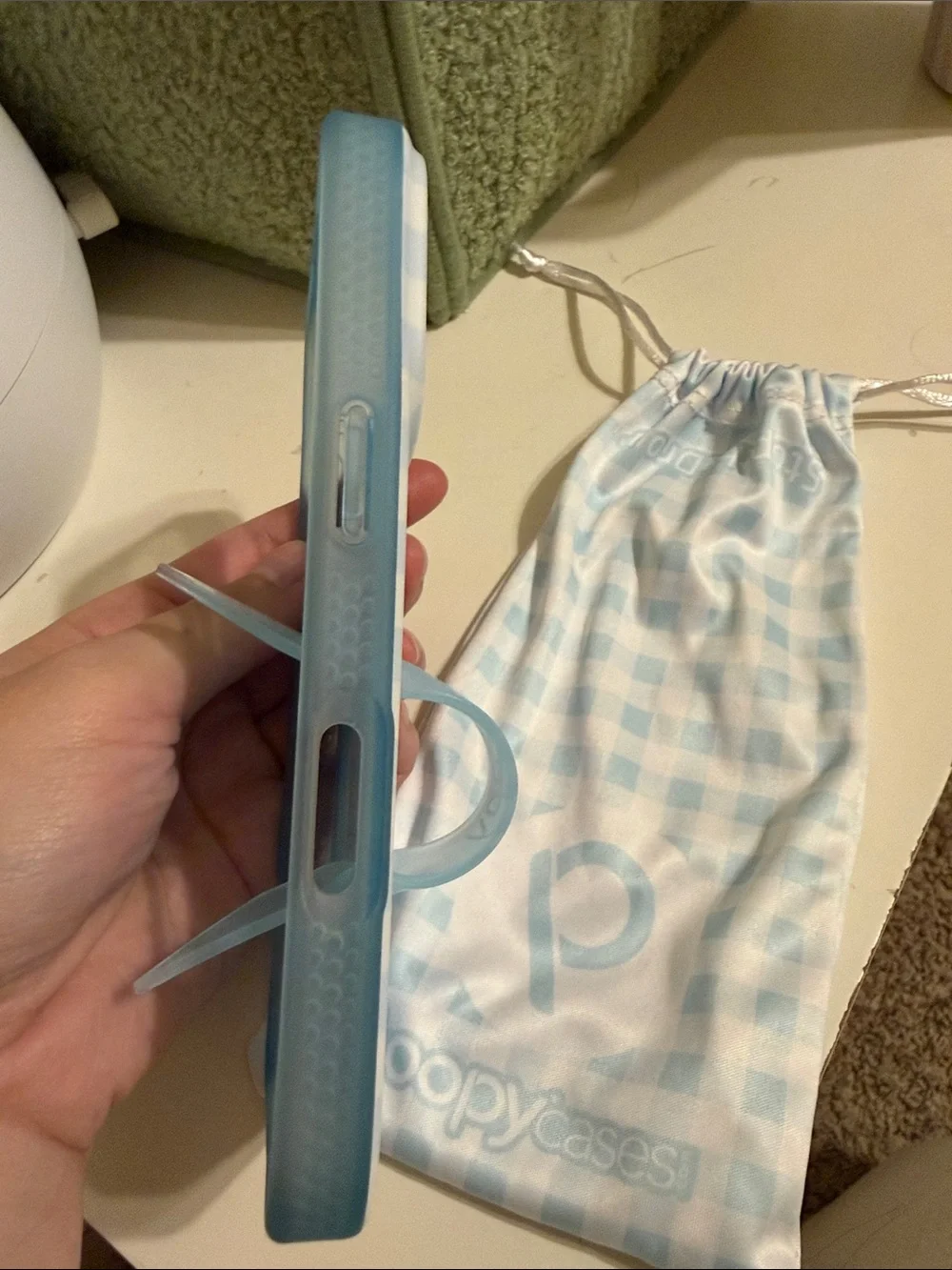 iPhone 16 pro Loppy Blue Gingham Case